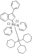 (OC-6-13)-Dichloro(3-phenyl-1H-inden-1-ylidene)bis(pyridine)(tricyclohexylphosphine)ruthenium molecular structure (CAS 920278-29-1)