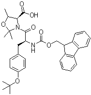 (4S)-3-[(2S)-3-[4-(1,1-Dimethylethoxy)phenyl]-2-[[(9H-fluoren-9-ylmethoxy)carbonyl]amino]-1-oxopropyl]-2,2,5-trimethyl-4-oxazolidinecarboxylic acid molecular structure (CAS 920519-31-9)