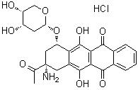 (7S-cis)-9-Acetyl-9-amino-7-[(2-deoxy-alpha-D-erythro-pentopyranosyl)oxy]-7,8,9,10-tetrahydro-6,11-dihydroxy-5,12-naphthacenedione hydrochloride molecular structure (CAS 92470-31-0)