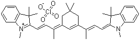 2-((E)-3-(5,5-Dimethyl-3-[(E)-1-methyl-3-(1,3,3-trimethyl-1,3-dihydro-2H-indol-2-ylidene)-1-propenyl]-2-cyclohexen-1-ylidene)-1-butenyl)-1,3,3-trimethyl-3H-indolium perchlorate molecular structure (CAS 92569-97-6)