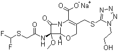 structure of CAS# 92823-03-5, Flomoxef sodium;(6R,7R)-7-(2-((Difluoromethyl)thio)acetamido)-3-(((1-(2-hydroxyethyl)-1H-tetrazol-5-yl)thio)methyl)-7-methoxy-8-oxo-5-oxa-1-azabicyclo[4.2.0]oct-2-ene-2-carboxylic acid sodium salt