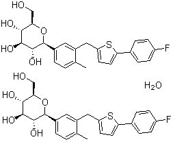 Canagliflozin hemihydrate molecular structure (CAS 928672-86-0)