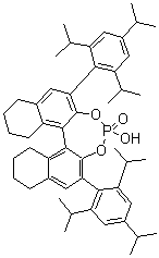 (11bR)-8,9,10,11,12,13,14,15-Octahydro-4-hydroxy-2,6-bis[2,4,6-tris(1-methylethyl)phenyl]-dinaphtho[2,1-d:1',2'-f][1,3,2]dioxaphosphepin 4-oxide molecular structure (CAS 929294-27-9)