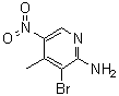 3-Bromo-4-methyl-5-nitro-2-pyridinamine molecular structure (CAS 929976-32-9)