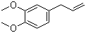 结构式 CAS# 93-15-2, 甲基丁香酚; 丁香酚甲醚; 1,2-二甲氧基-4-(2-丙烯-1-基)苯; 4-烯丙基-1,2-二甲氧基苯