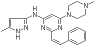 6-(4-Methyl-1-piperazinyl)-N-(5-methyl-1H-pyrazol-3-yl)-2-[(1Z)-2-phenylethenyl]-4-pyrimidinamine molecular structure (CAS 934353-77-2)