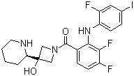 结构式 CAS# 934660-93-2, GDC-0973; [3,4-二氟-2-[(2-氟-4-碘苯基)氨基]苯基][3-羟基-3-(2S)-2-哌啶基-1-氮杂环丁基]甲酮