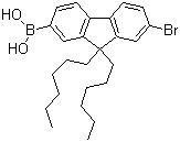 结构式 CAS# 934762-26-2, B-(7-溴-9,9-二己基-9H-芴-2-基)硼酸