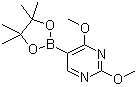 structure of CAS# 936250-17-8, 2-(2,4-Dimethoxypyrimidin-5-yl)-4,4,5,5-tetramethyl-1,3,2-dioxaborolane