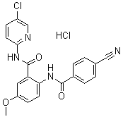 N-(5-Chloro-2-pyridinyl)-2-[(4-cyanobenzoyl)amino]-5-methoxybenzamide hydrochloride molecular structure (CAS 936539-81-0)