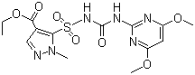 structure of CAS# 93697-74-6, Pyrazosulfuron-ethyl ;Ethyl 5-(((((4,6-dimethoxy-2-pyrimidinyl)amino)carbonyl)amino)sulfonyl)-1-methyl-1H-pyrazole-4-carboxylate; NC-311; Sirius