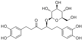 structure of CAS# 93915-36-7, Hirsutanonol 5-O-glucoside;(S)-1,7-Bis(3,4-dihydroxyphenyl)heptane-3-one-5-O-beta-D-glucopyranoside