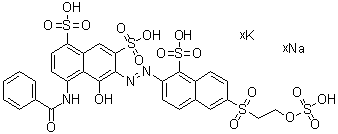 4-(Benzoylamino)-5-hydroxy-6-[[1-sulfo-6-[[2-(sulfooxy)ethyl]sulfonyl]-2-naphthalenyl]azo]-1,7-naphthalenedisulfonic acid potassium sodium salt molecular structure (CAS 94158-88-0)