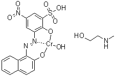 2-(Methylamino)ethanol hydroxy[2-hydroxy-3-[(2-hydroxy-1-naphthalenyl)azo]-5-nitrobenzenesulfonato(3-)]chromate(1-) molecular structure (CAS 94276-26-3)