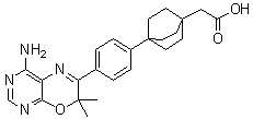 4-[4-(4-Amino-7,7-dimethyl-7H-pyrimido[4,5-b][1,4]oxazin-6-yl)phenyl]bicyclo[2.2.2]octane-1-acetic acid molecular structure (CAS 942999-61-3)