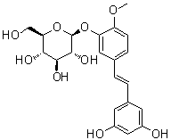 结构式 CAS# 94356-22-6, 5-[(1E)-2-(3,5-二羟基苯基)乙烯基]-2-甲氧基苯基 beta-D-