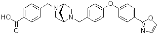 structure of CAS# 943764-99-6, Acebilustat;4-[[(1S,4S)-5-[[4-[4-(2-Oxazolyl)phenoxy]phenyl]methyl]-2,5-diazabicyclo[2.2.1]hept-2-yl]methyl]benzoic acid