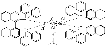结构式 CAS# 944451-12-1, 双[(S)-(-)-2,2'-双(二苯基膦)-5,5',6,6',7,7',8,8'-八氢-1,1'-联萘基]五氯化二钌 二甲基铵盐