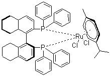 [(S)-(+)-2,2'-双(二苯基膦)-5,5',6,6',7,7',8,8'-八氢-1,1'-联萘基](对伞花烃)二氯化钌分子结构 (CAS 944451-27-8)