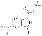 结构式 CAS# 944904-53-4, 5-甲酰基-3-碘-1H-吲唑-1-羧酸叔丁酯