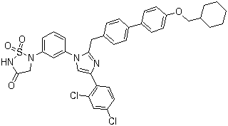 5-[3-[2-[[4'-(Cyclohexylmethoxy)[1,1'-biphenyl]-4-yl]methyl]-4-(2,4-dichlorophenyl)-1H-imidazol-1-yl]phenyl]-1,2,5-thiadiazolidin-3-one 1,1-dioxide molecular structure (CAS 945836-48-6)