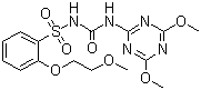 结构式 CAS# 94593-91-6, 醚黄隆; 醚磺隆; 3-(4,6-二甲氧基-1,3,5-三嗪-2-基)-1-[2-(2-甲氧基乙氧基)苯基]磺酰脲