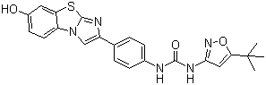 N-[5-(1,1-Dimethylethyl)-3-isoxazolyl]-N'-[4-(7-hydroxyimidazo[2,1-b]benzothiazol-2-yl)phenyl]urea molecular structure (CAS 950769-51-4)