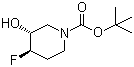 结构式 CAS# 955028-82-7, 反式-3-羟基-4-氟哌啶-1-甲酸叔丁酯