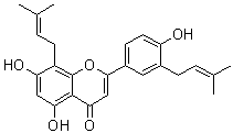 5,7-Dihydroxy-2-[4-hydroxy-3-(3-methyl-2-buten-1-yl)phenyl]-8-(3-methyl-2-buten-1-yl)-4H-1-benzopyran-4-one molecular structure (CAS 955135-37-2)