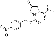 structure of CAS# 96034-64-9, Side chain for meropenem;(2S,4S)-2-(Dimethylaminocarbonyl)-4-mercapto-1-(p-nitrobenzyloxycarbonyl)-1-pyrrolidine; (2S-cis)-2-[(Dimethylamino)carbonyl]-4-mercapto-1-pyrrolidinecarboxylic acid (4-nitrophenyl) methyl ester