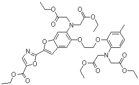 2-[6-[双(2-乙氧基-2-氧代乙基)氨基]-5-[2-[2-[双(2-乙氧基-2-氧代乙基)氨基]-5-甲基苯氧基]乙氧基]-2-苯并呋喃基]-5-恶唑羧酸乙酯分子结构 (CAS 96331-97-4)