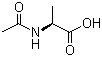 structure of CAS# 97-69-8, 2-Acetylaminopropionic acid;2-Acetamidopropanoic acid; N-Acetyl-L-alanine