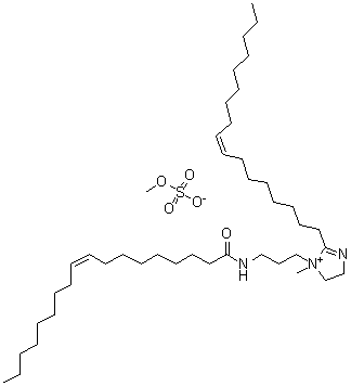 (Z,Z)-2-(8-Heptadecenyl)-4,5-dihydro-1-methyl-1-[3-[(1-oxo-9-octadecenyl)amino]propyl]-1H-imidazolium methyl sulfate molecular structure (CAS 97043-72-6)