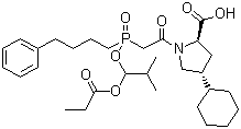 structure of CAS# 98048-97-6, Fosinopril;4-Cyclohexyl-1-[2-[(2-methyl-1-propanoyloxy-propoxy)-(4-phenylbutyl)phosphoryl]acetyl]