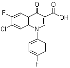 结构式 CAS# 98105-79-4, 7-氯-6-氟-1-(4-氟苯基)-1,4-二氢-4-氧代-3-喹啉羧酸