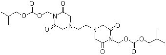 structure of CAS# 98631-95-9, Sobuzoxane;1,2-Bis(4-isobutoxycarbonyloxymethyl-3,5-dioxopiperazin-1-yl)ethane