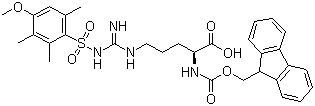 N-Fmoc-N'-(4-甲氧基-2,3,6-三甲基苯磺酰基)-L-精氨酸分子结构 (CAS 98930-01-9)