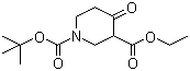 结构式 CAS# 98977-34-5, 1-N-Boc-4-氧代-3-哌啶羧酸乙酯; 1-N-叔丁氧羰基-4-氧代-3-哌啶羧酸乙酯