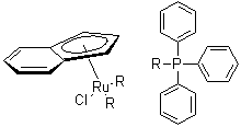 structure of CAS# 99897-61-7, Chloro(indenyl)bis(triphenylphosphine)ruthenium(II)